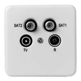 Fracarro PAS0042 TV/FM/SAT/SAT wall socket with cover plate