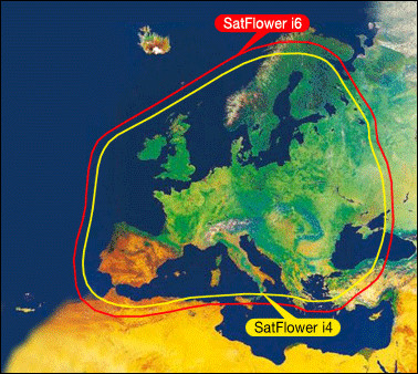 Footprint HotBird widebeam- Intellian i4 / i6